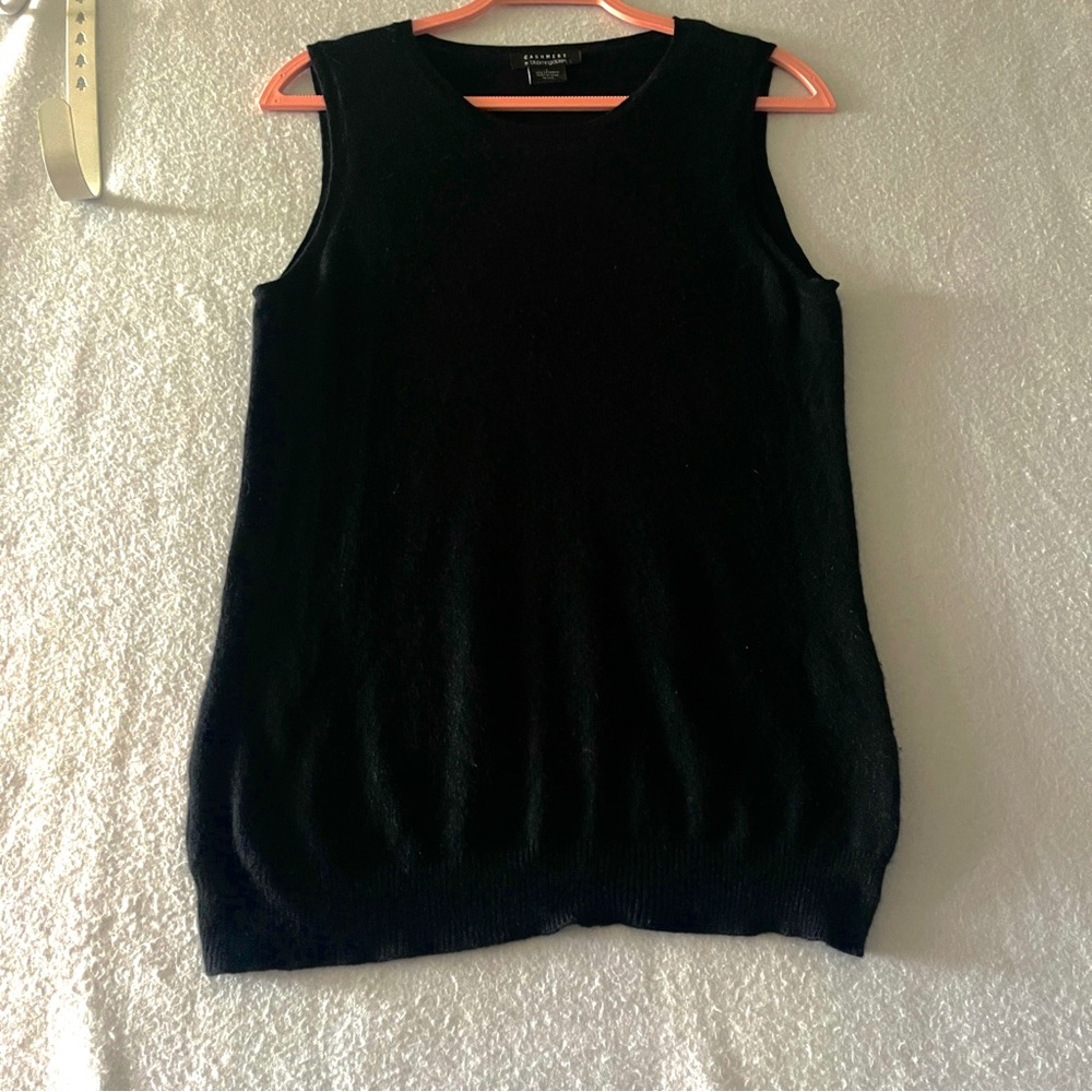 Bloomingdale’s 100% Cashmere Black Sleeveless Tank Top Size Large
